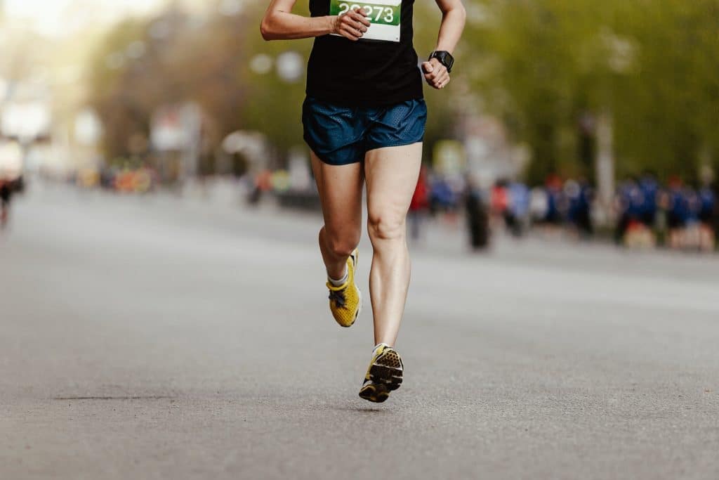 man runner run race on city